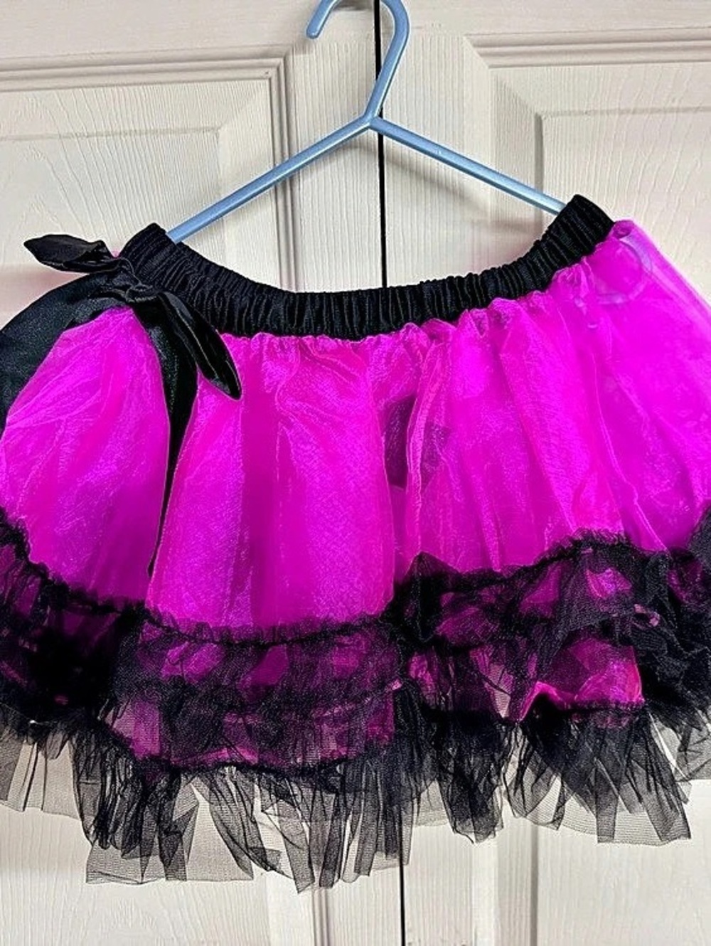 Leg Avenue Three Tier Iridescent Petticoat Pink & Black Mini Skirt